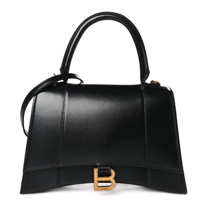 Balenciaga Shiny Box Calfskin Medium Hourglass Top Handle Bag Black 1 of 9