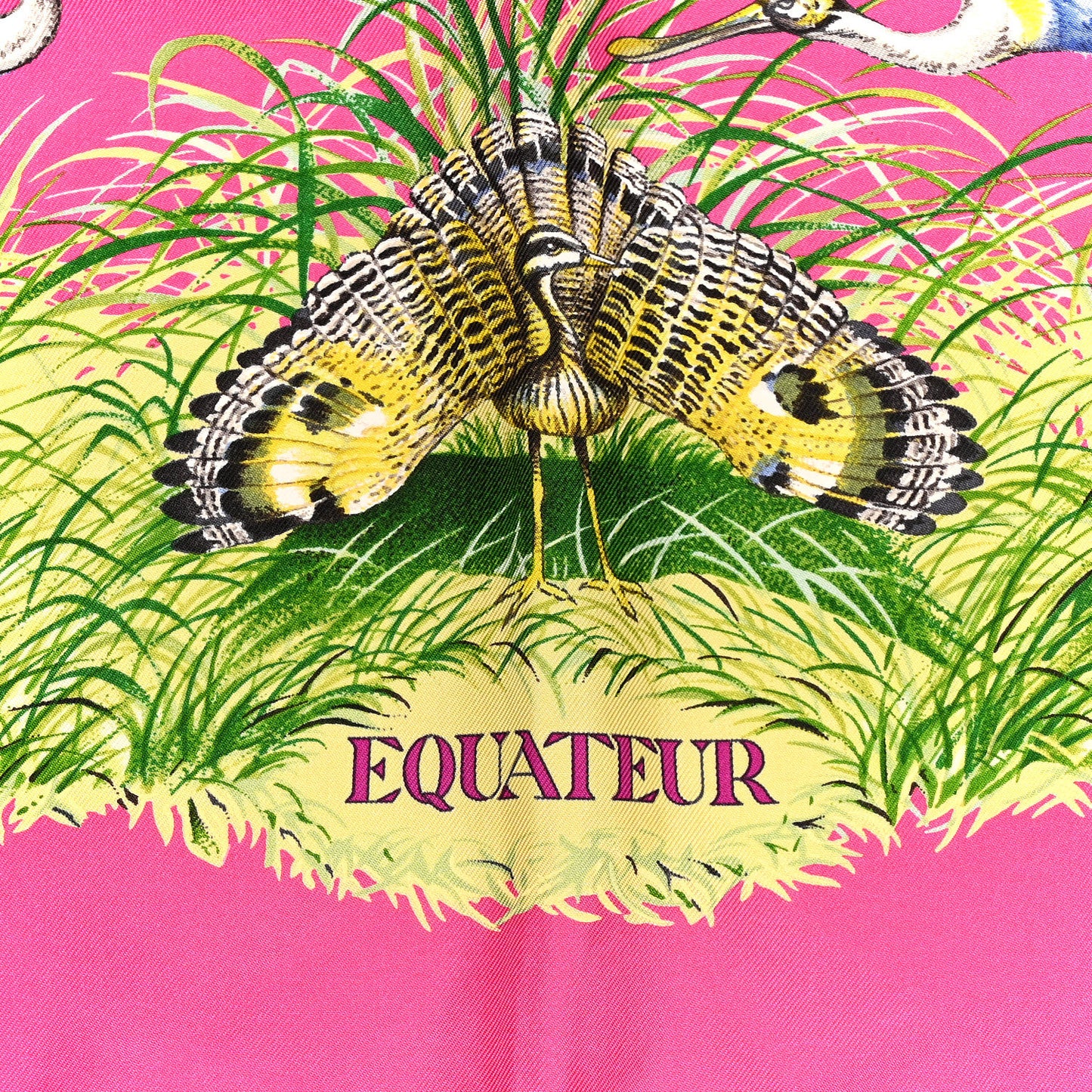 Silk Equateur Scarf 90 Rose Vif Vert Jaune