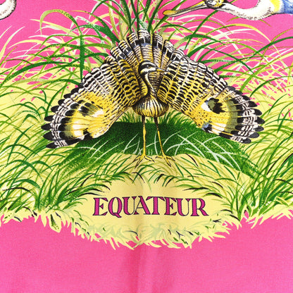 Hermes Silk Equateur Scarf 90 Rose Vif Vert Jaune 5 of 7