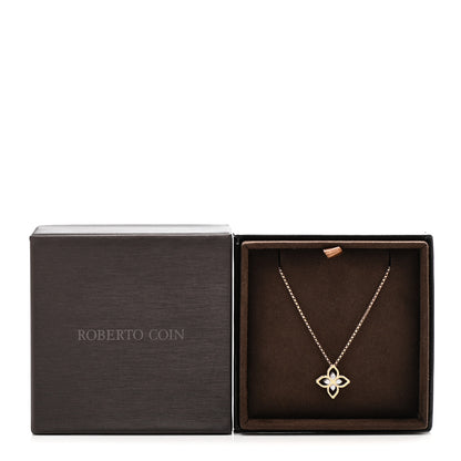 Roberto Coin 18K Yellow Gold Diamond Small Principessa Flower Pendant Necklace 6 of 6