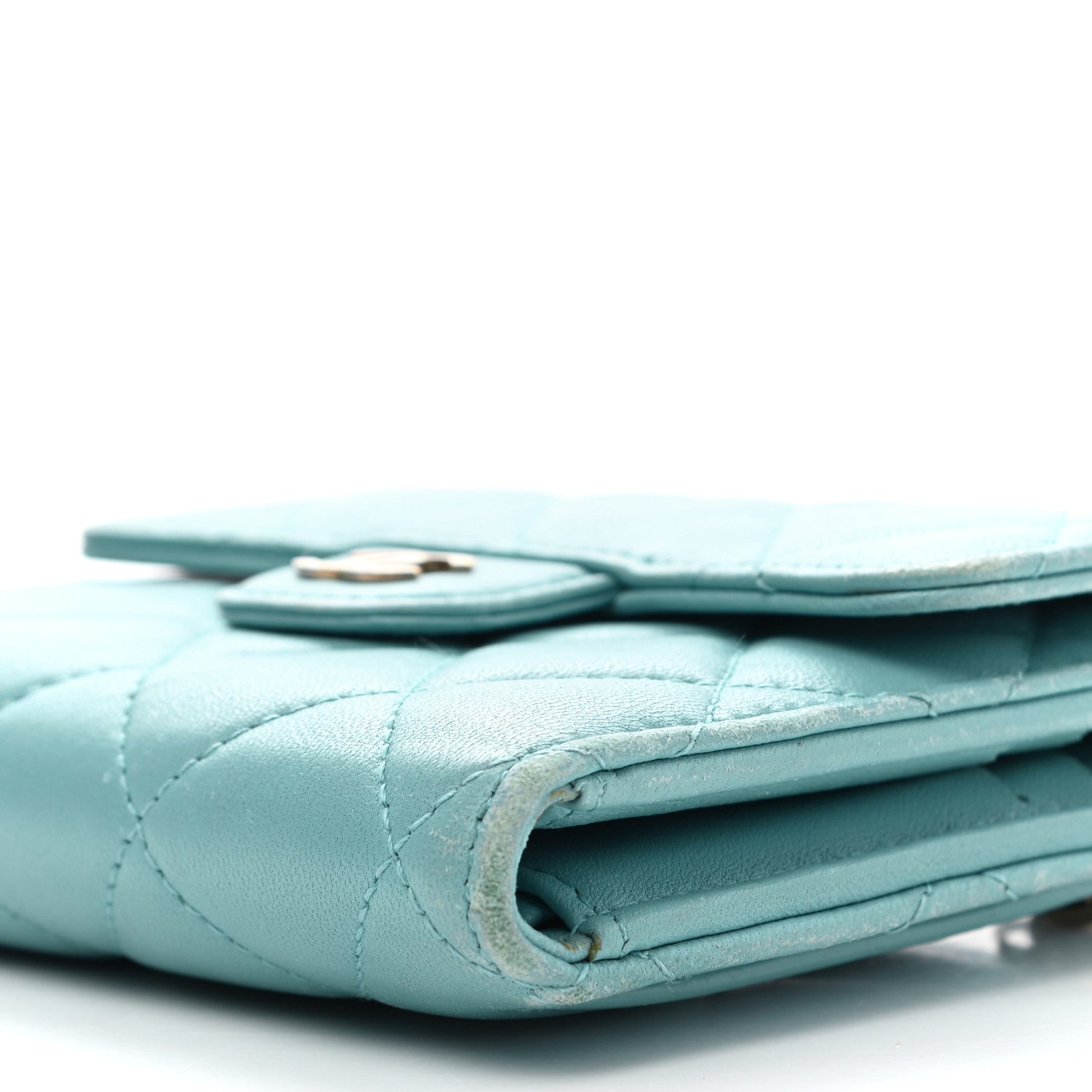 Chanel Lambskin Quilted Compact Flap Wallet Light Blue 10 of 18