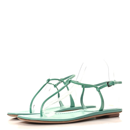 Prada Vernice T-Strap Flat Sandals 40 Giada 4 of 9