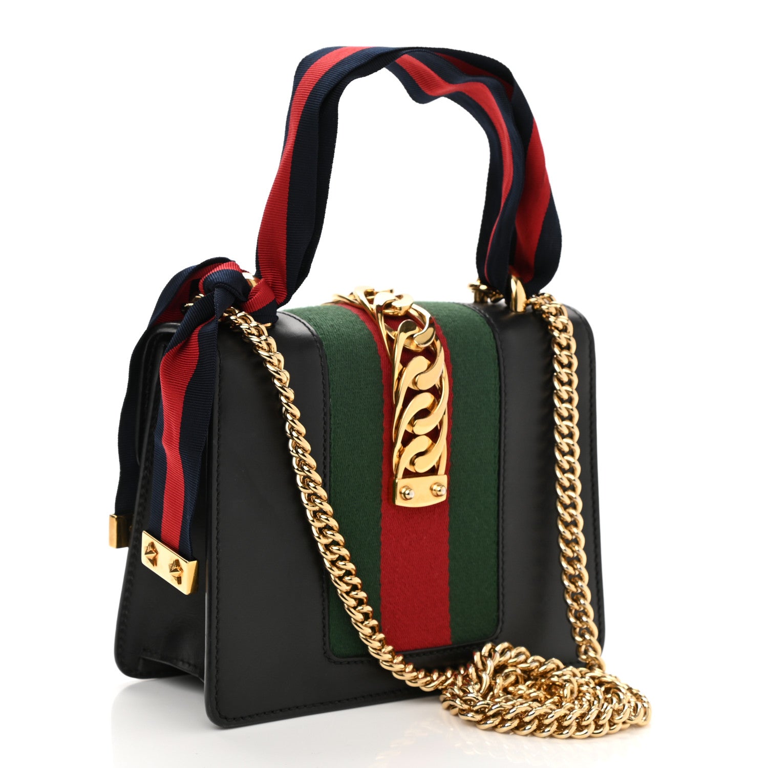 Gucci Calfskin Mini Sylvie Chain Shoulder Bag Black 3 of 9