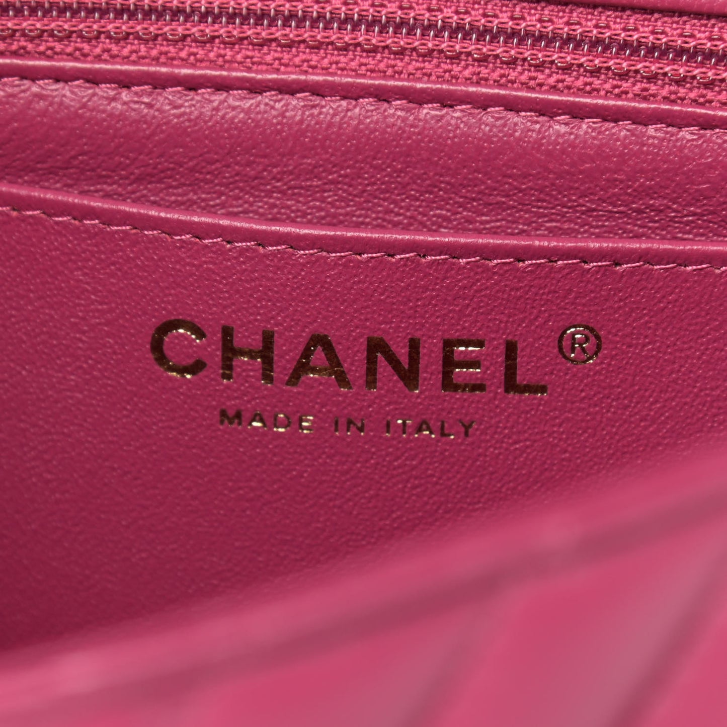 Lambskin Chevron Quilted Mini Rectangular Flap Dark Pink