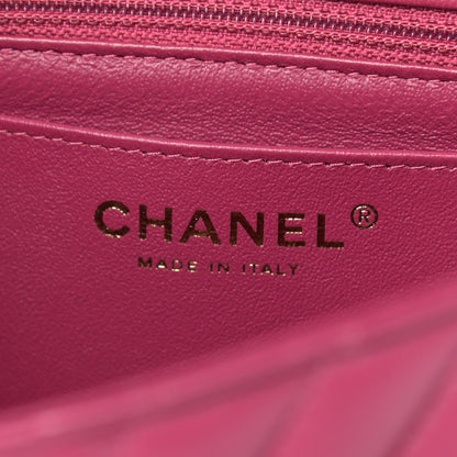 Chanel Lambskin Chevron Quilted Mini Rectangular Flap Dark Pink 5 of 9