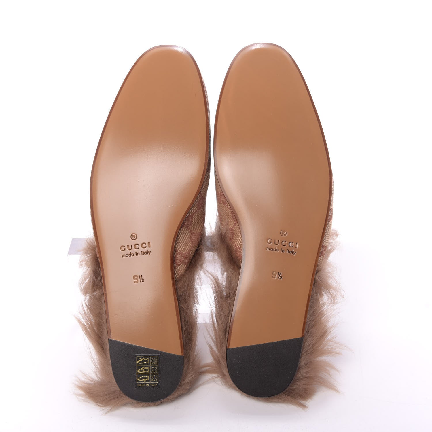 Gucci GG Monogram Fur Mens Princetown Slippers 9.5 Beige Ruggine Rust 6 of 10