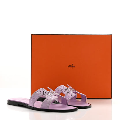 Hermes Suede Goatskin Crystal Oran Sandals 37 Violet Amethyste 9 of 9
