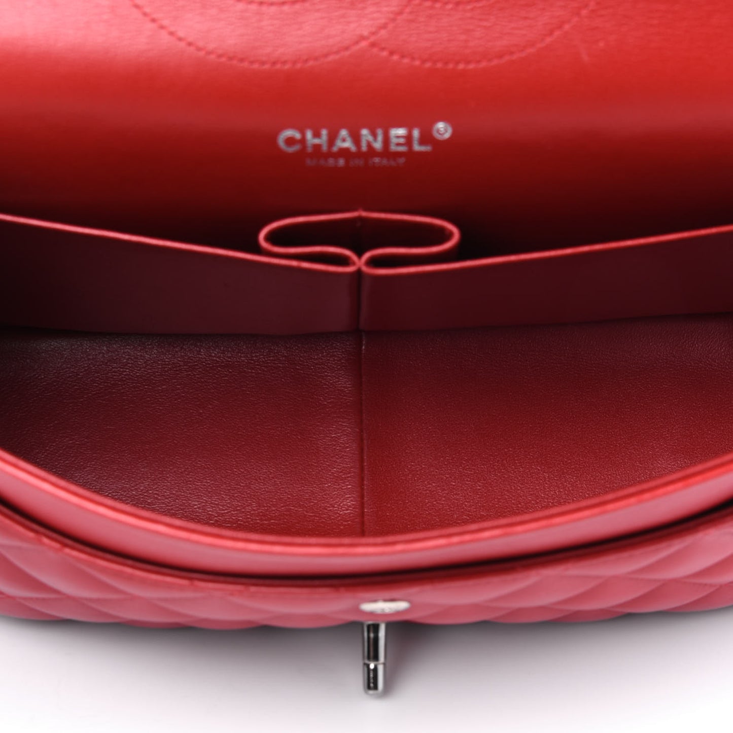 Lambskin Quilted Jumbo Double Flap Red