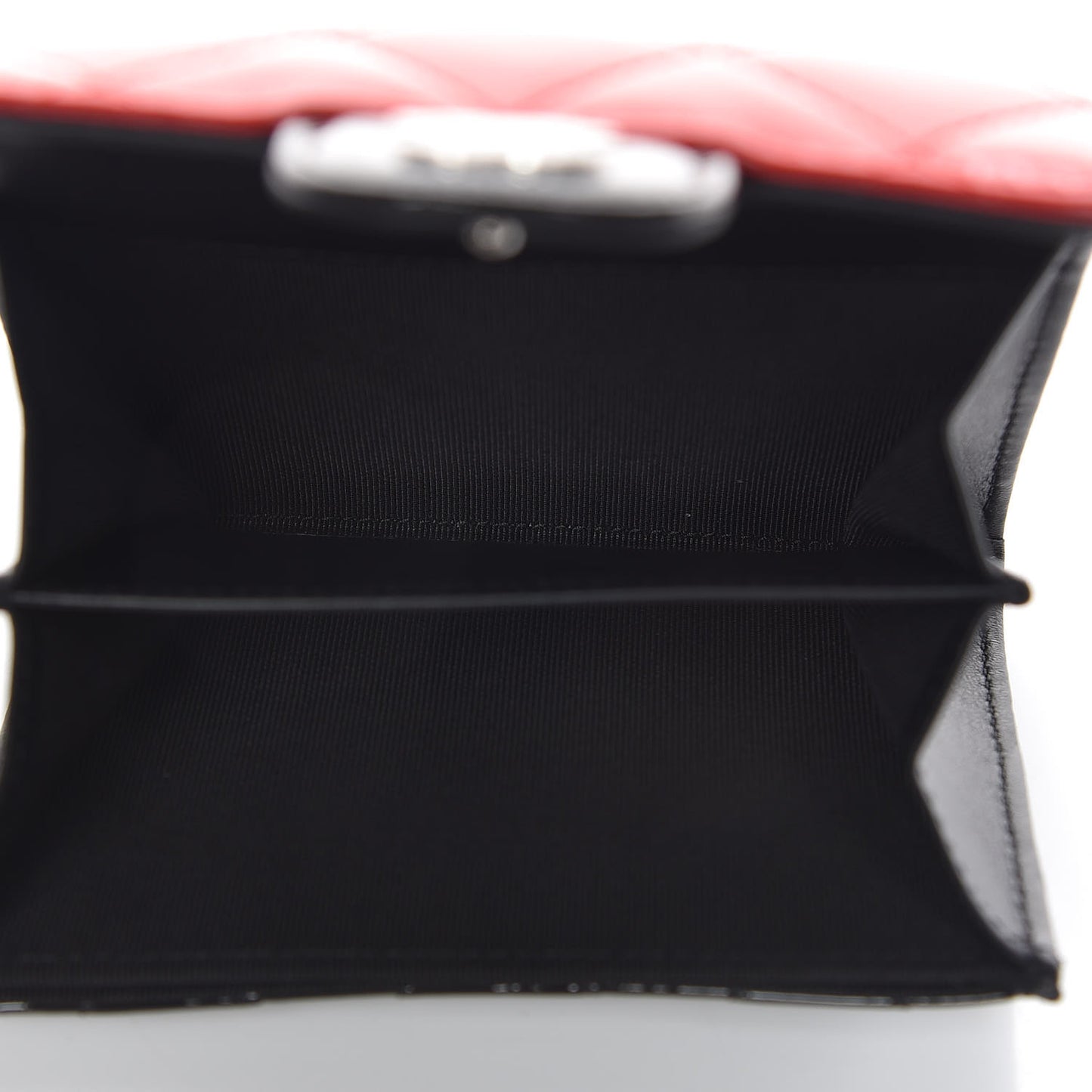 Patent Quilted Bi-Color Flap Card Holder Wallet Black Red