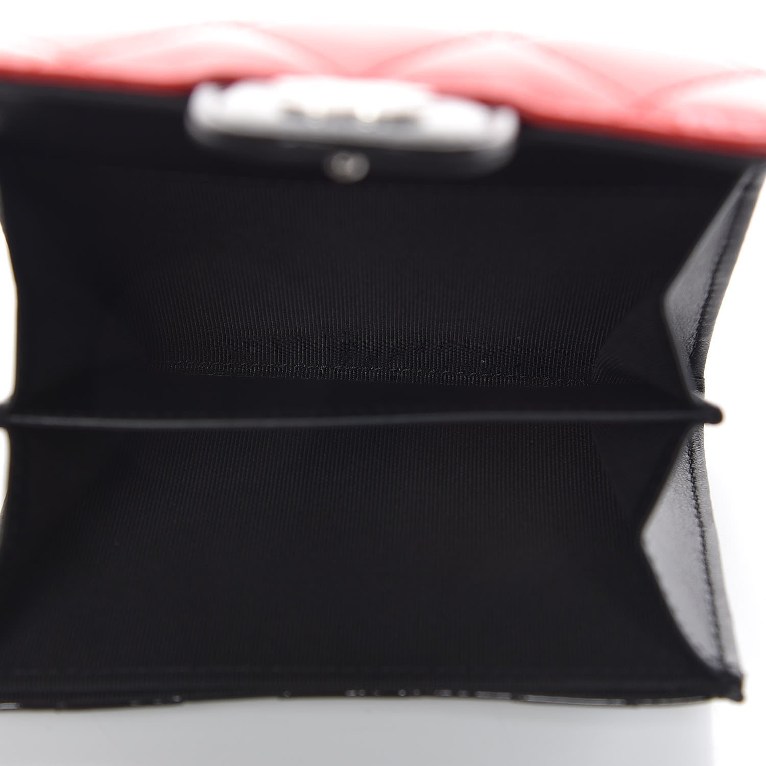 Chanel Patent Quilted Bi-Color Flap Card Holder Wallet Black Red 5 of 9