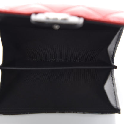Chanel Patent Quilted Bi-Color Flap Card Holder Wallet Black Red 5 of 9