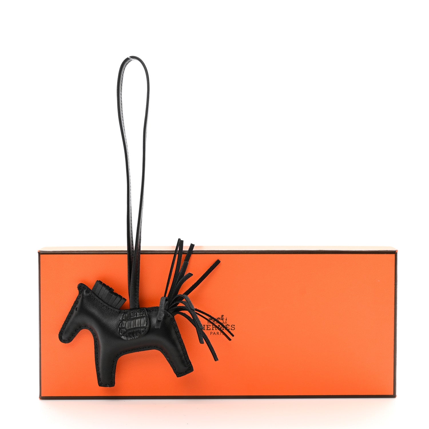 Hermes Milo Lambskin Matte Alligator Touch Grigri Rodeo Horse Bag Charm PM So Black 5 of 5