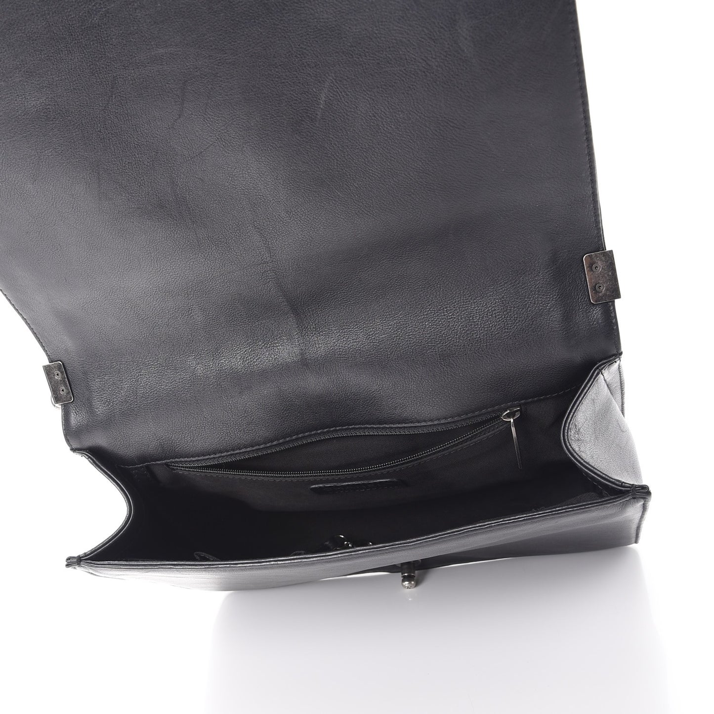 Calfskin Quilted Large Boy Flap Black