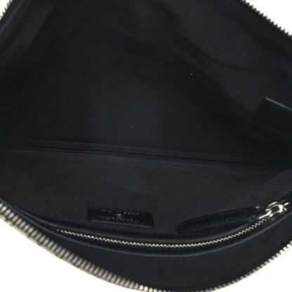 Chanel Coated Canvas Calfskin Camellia Printed Pouch Black Beige 5 of 7