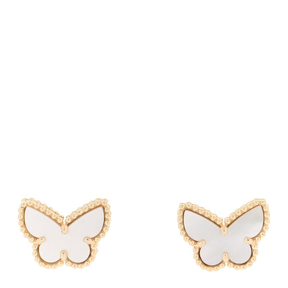 Van Cleef & Arpels 18K Yellow Gold Mother of Pearl Sweet Alhambra Butterfly Earrings 1 of 5