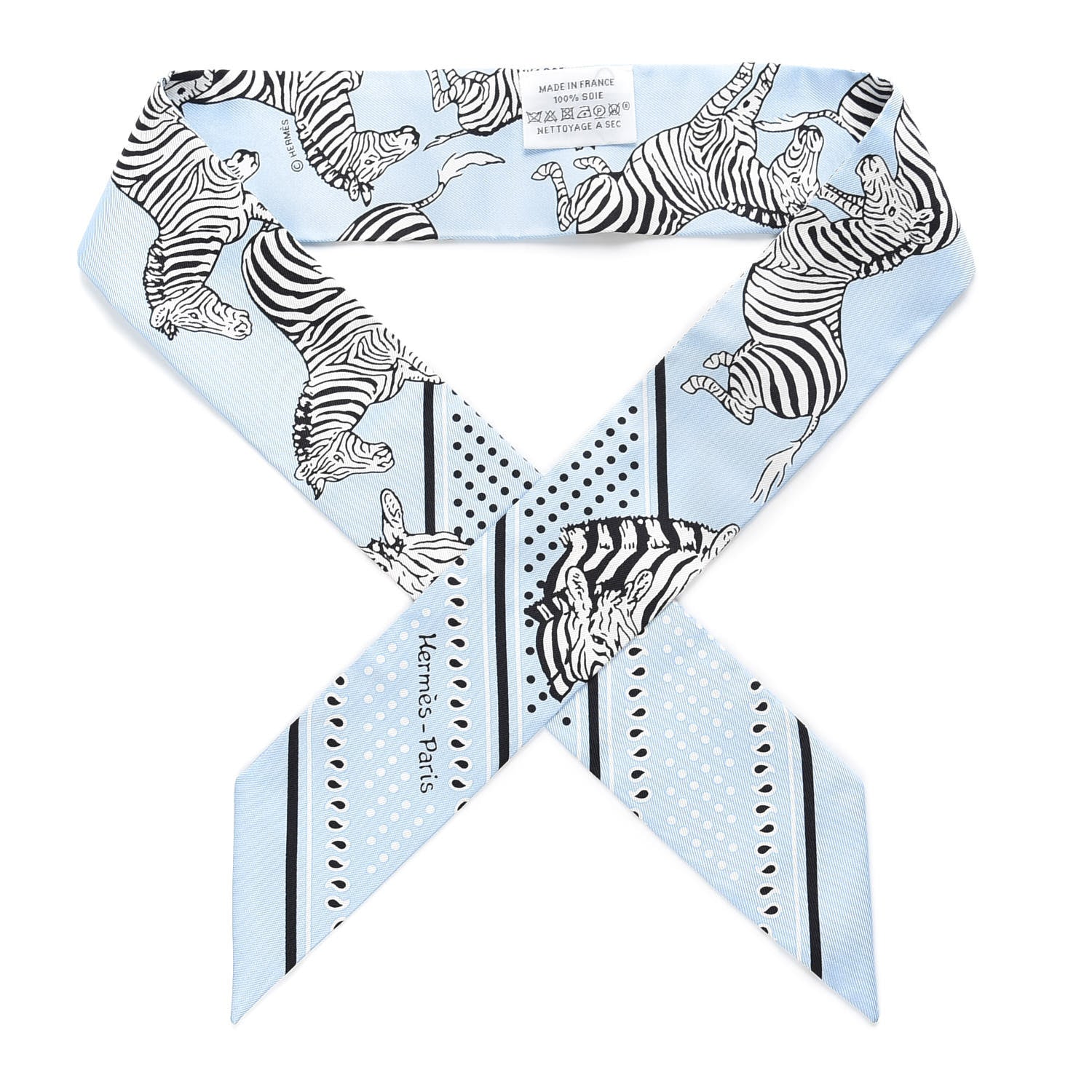 Hermes Silk Les Zebres Twilly Ciel Black White 1 of 4