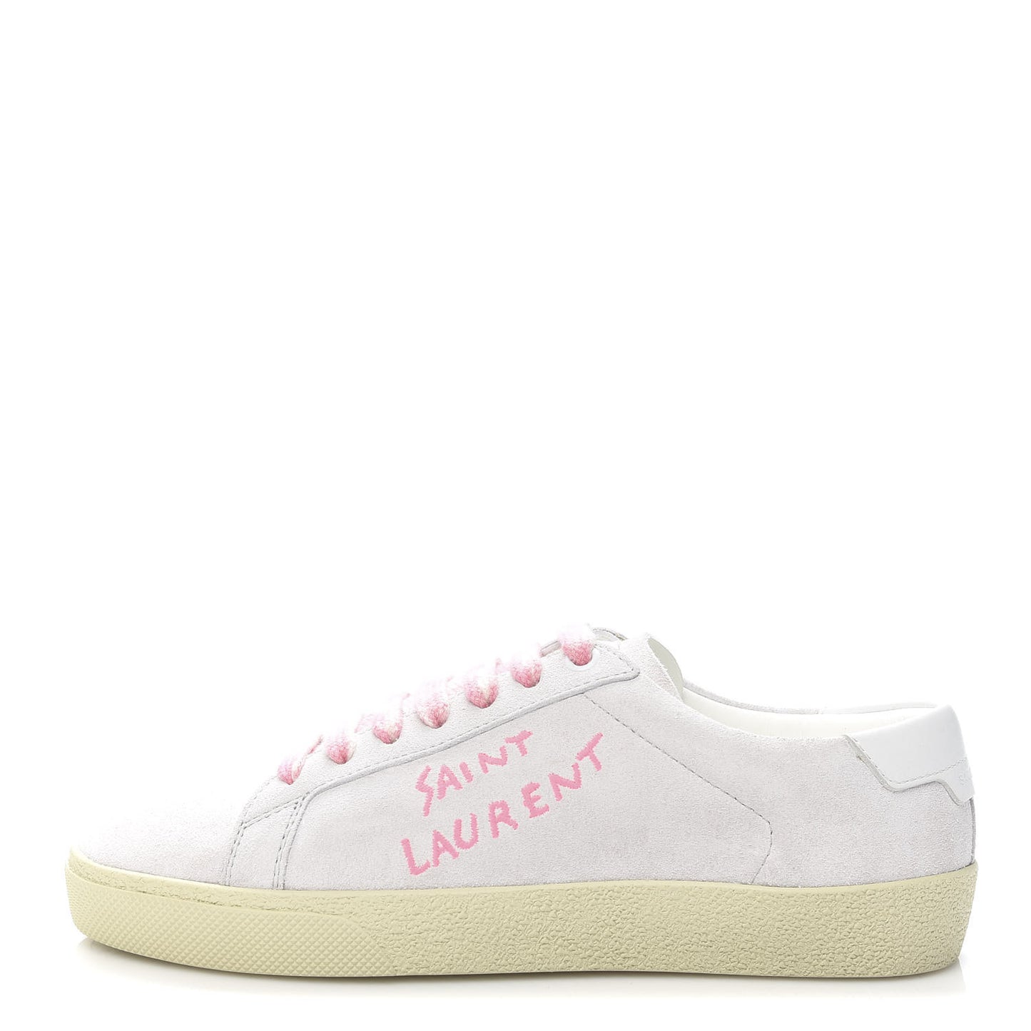Distressed Suede Court Classic Sneakers 35 White Pink