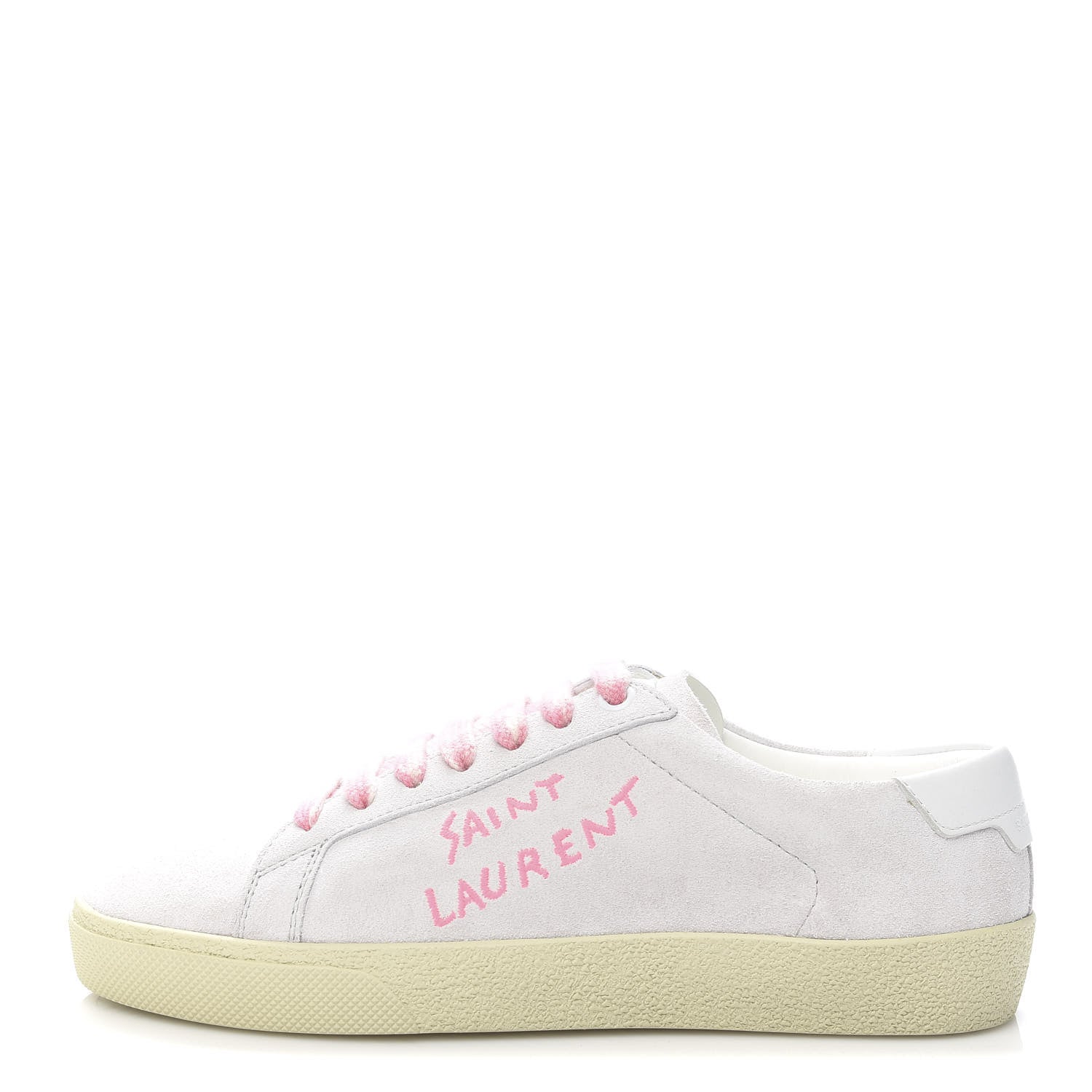 Saint Laurent Distressed Suede Court Classic Sneakers 35 White Pink 1 of 10