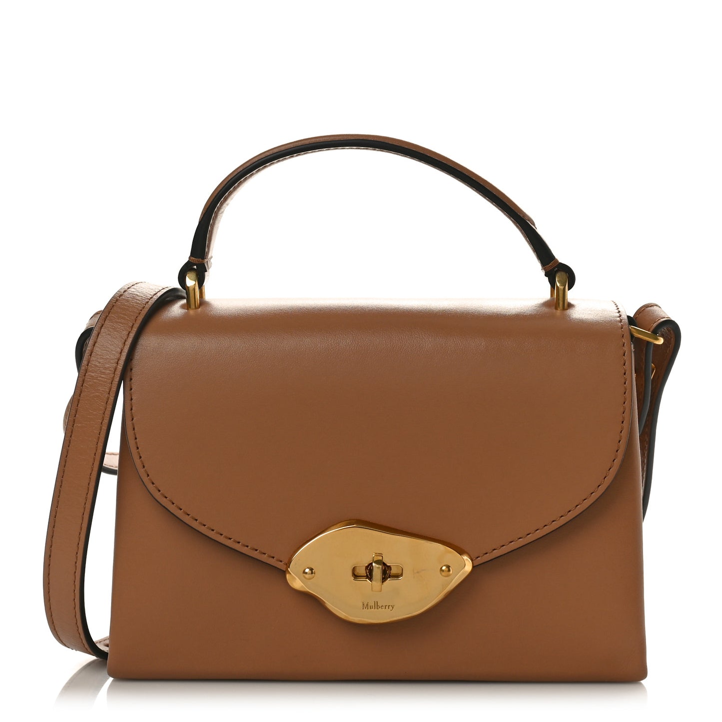 High Gloss Calfskin Lana Small Top Handle Sable