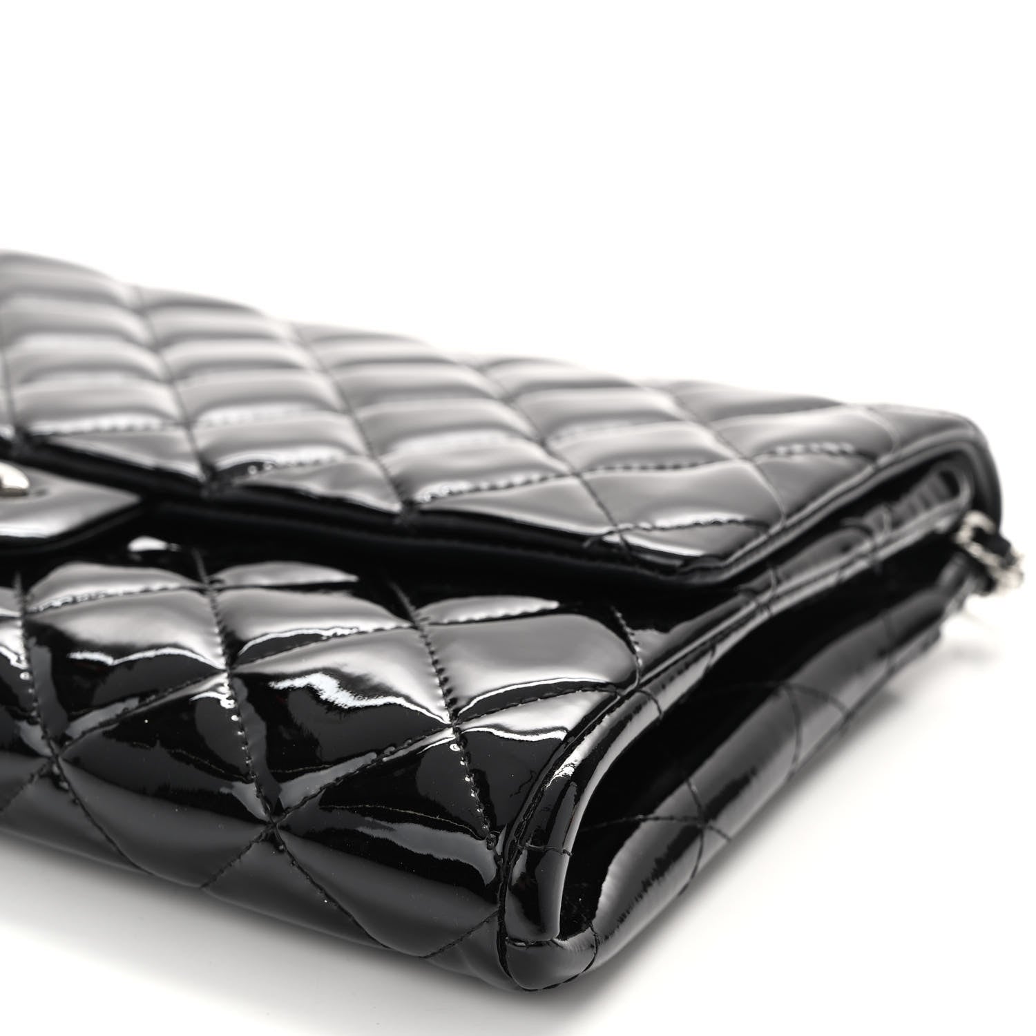 Chanel Patent Quilted Clutch with Chain Flap Black 10 of 10