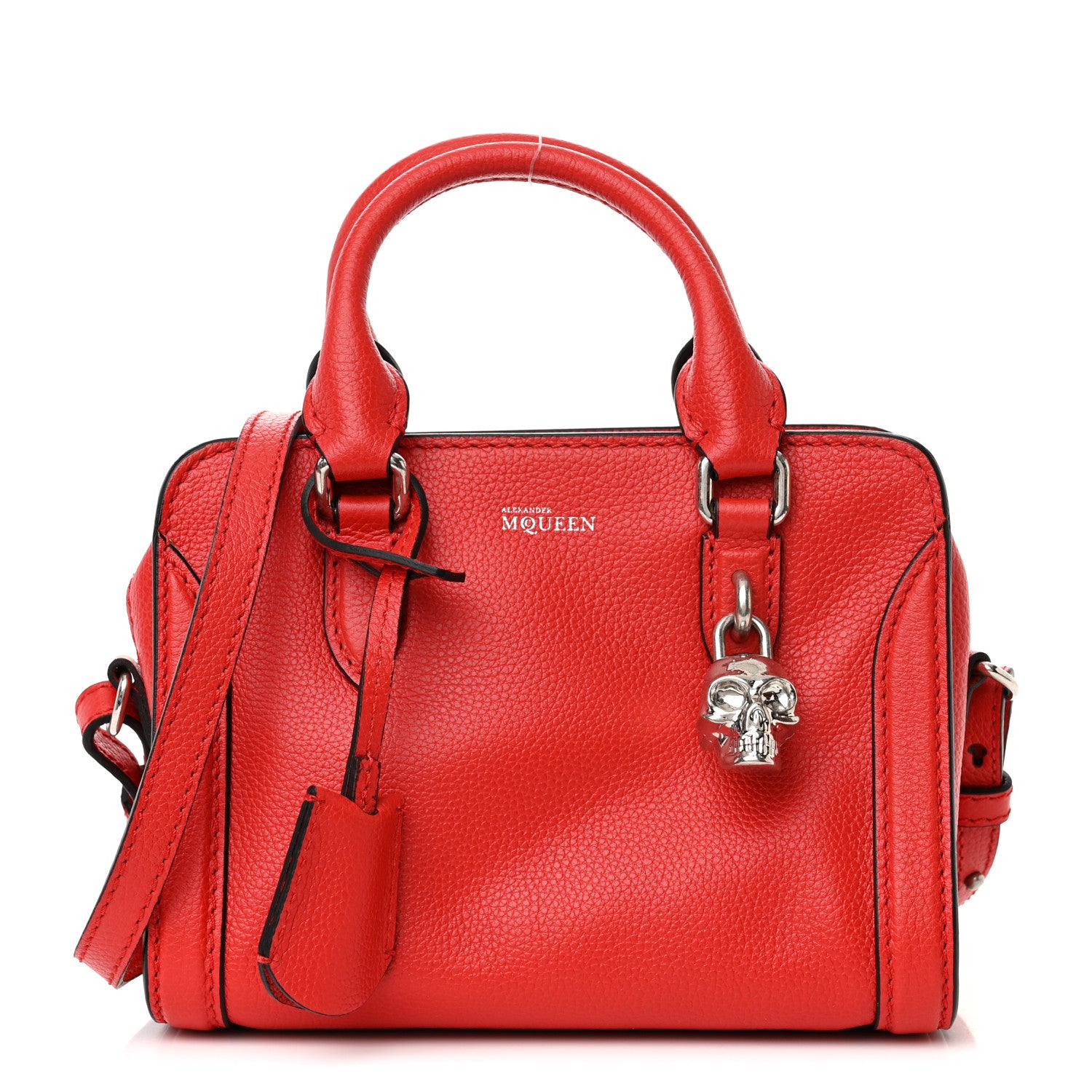 Alexander McQueen Pebbled Calfskin Mini Padlock Tote Red 1 of 12