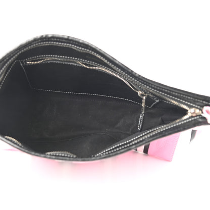 Balenciaga Agneau Arena Striped Large Barbes Z Pouch with Handle Candy Pink Black 5 of 8
