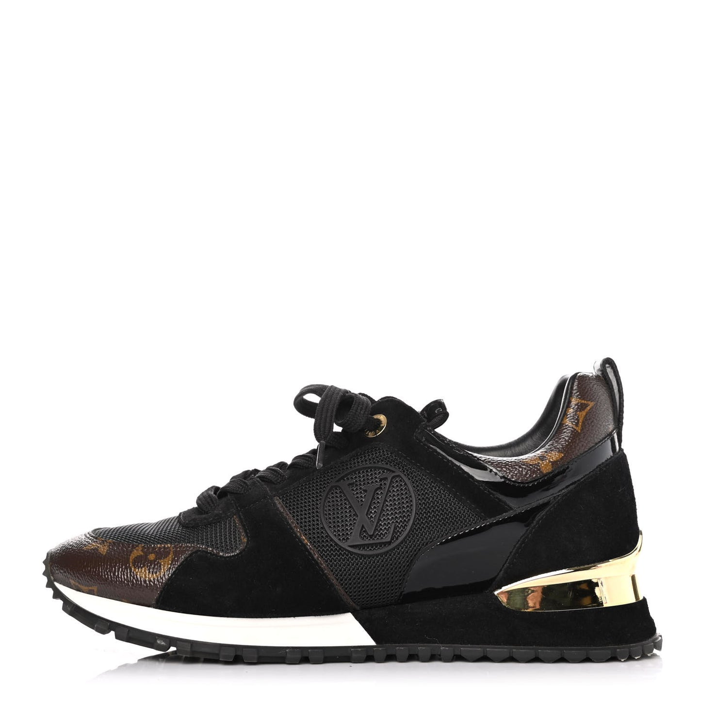 Suede Monogram Run Away Sneakers 38.5 Black