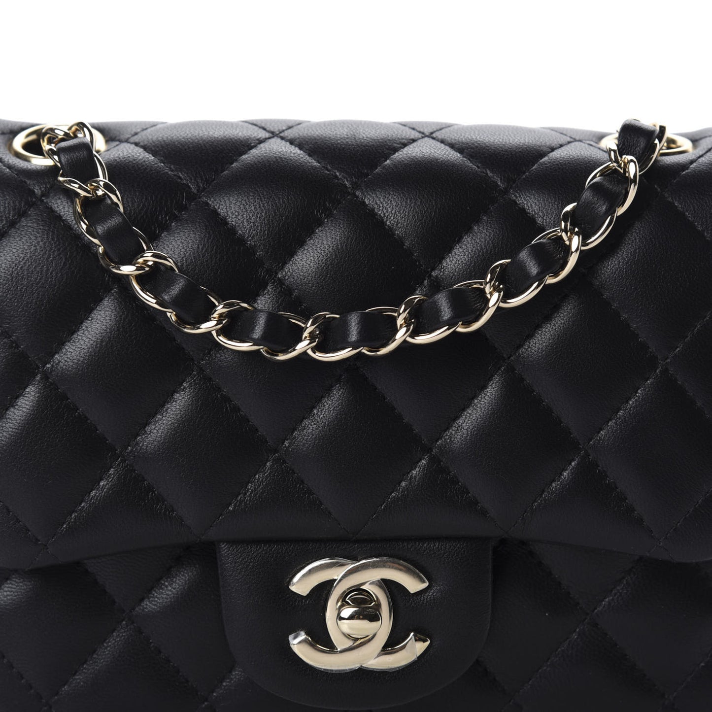 Lambskin Quilted Mini Square Flap Black
