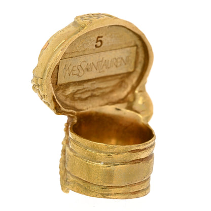 Saint Laurent Glass Cabochon Arty Ovale Ring 5 Gold Lapis 3 of 4