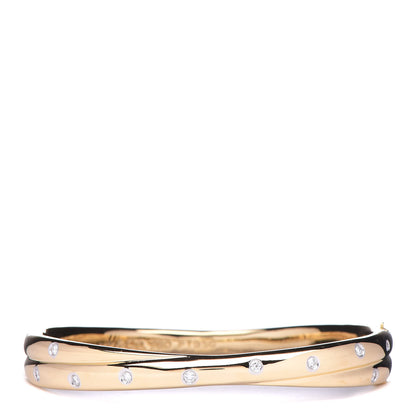 Tiffany 18K Yellow Gold Platinum Diamond Etoile Crossover Bangle Bracelet 1 of 4