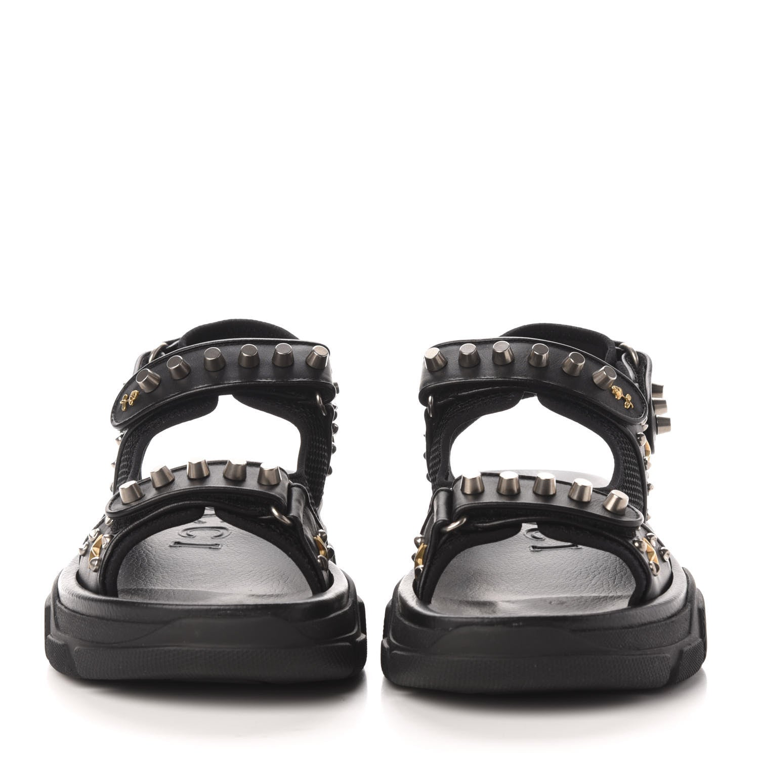 Gucci Nappa Mesh Studded Mens Aguru Sandals 10 Black 2 of 8