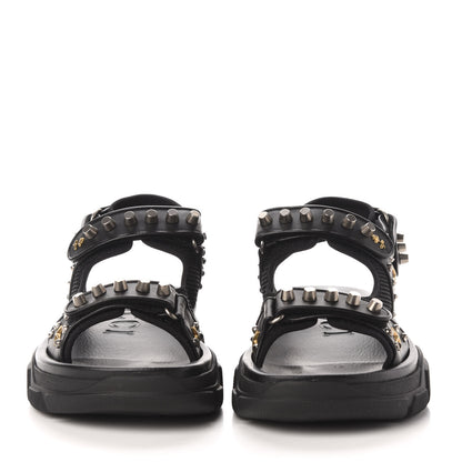 Gucci Nappa Mesh Studded Mens Aguru Sandals 10 Black 2 of 8