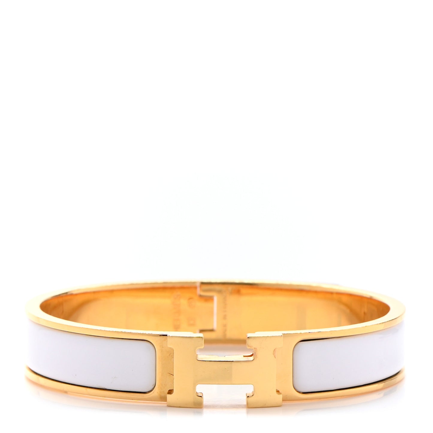 Enamel Narrow Clic Clac H Bracelet GM White