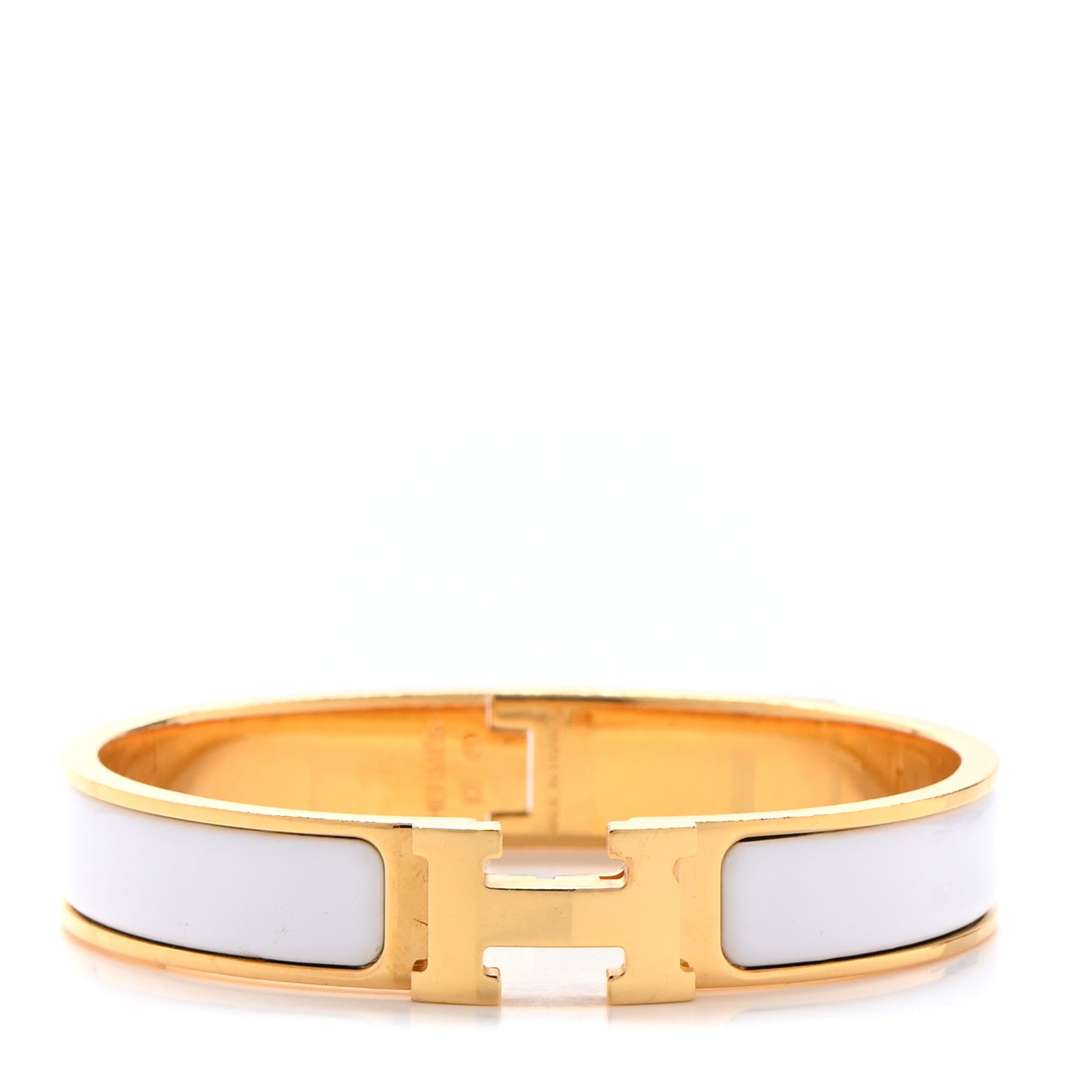 Hermes Enamel Narrow Clic Clac H Bracelet GM White 1 of 9