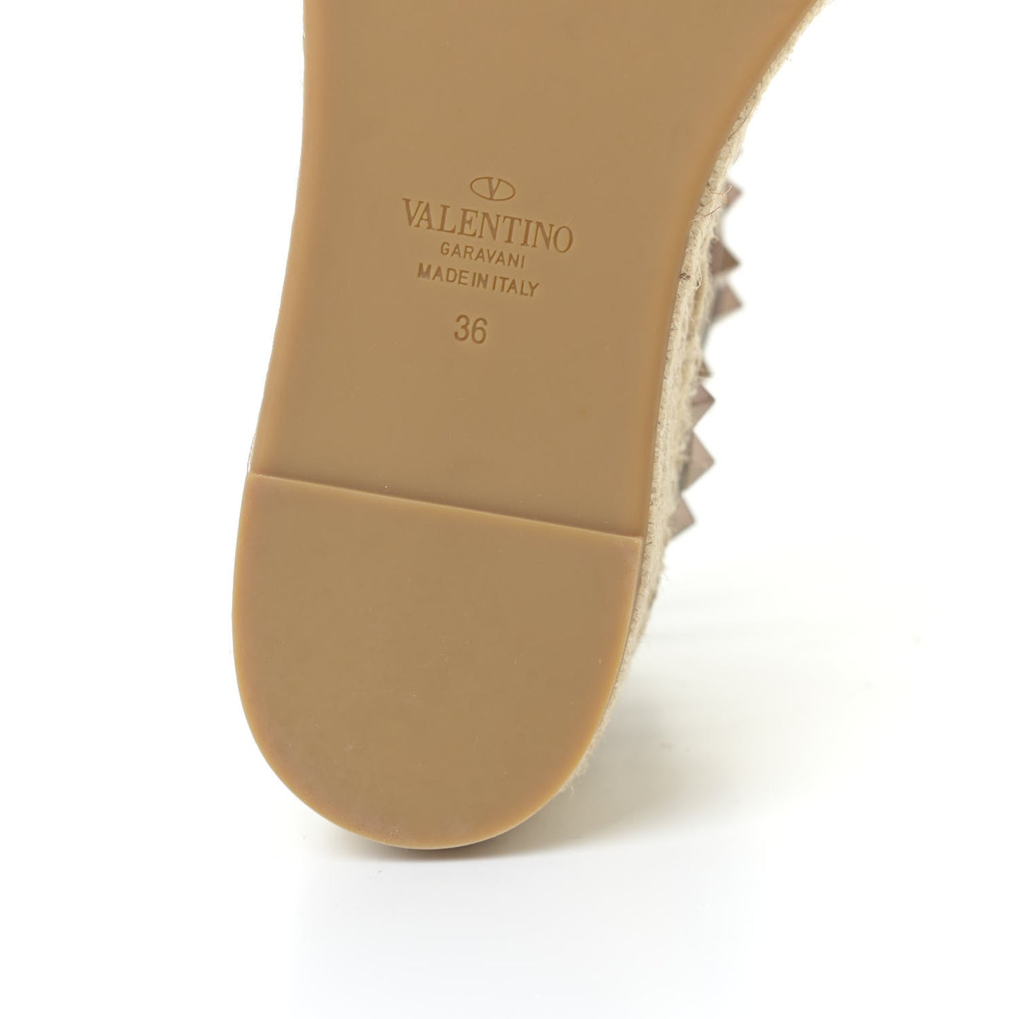 Metallic Grained Calfskin Rockstud Ankle Wrap Espadrille Flatform Sandals 36 Skin Natural