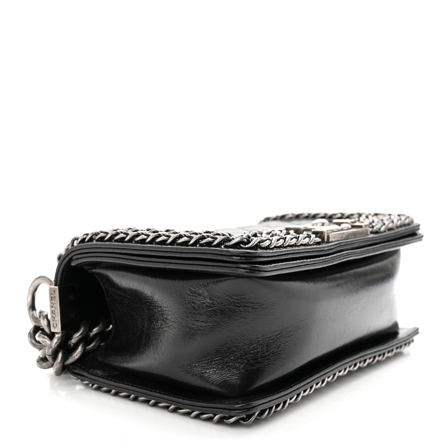 Chanel Glazed Calfskin Quilted Small Boy Chained Flap Black 4 of 10