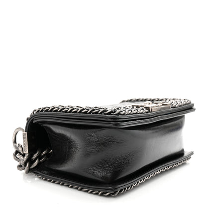 Chanel Glazed Calfskin Quilted Small Boy Chained Flap Black 4 of 10