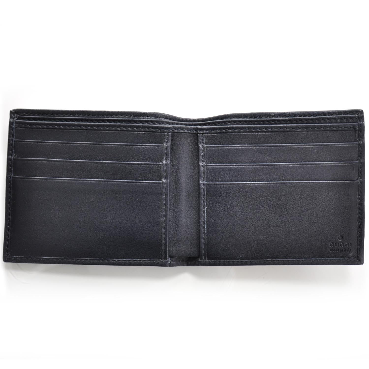 Gucci Guccissima Mens Web Bi-Fold Wallet Navy Blue 6 of 9
