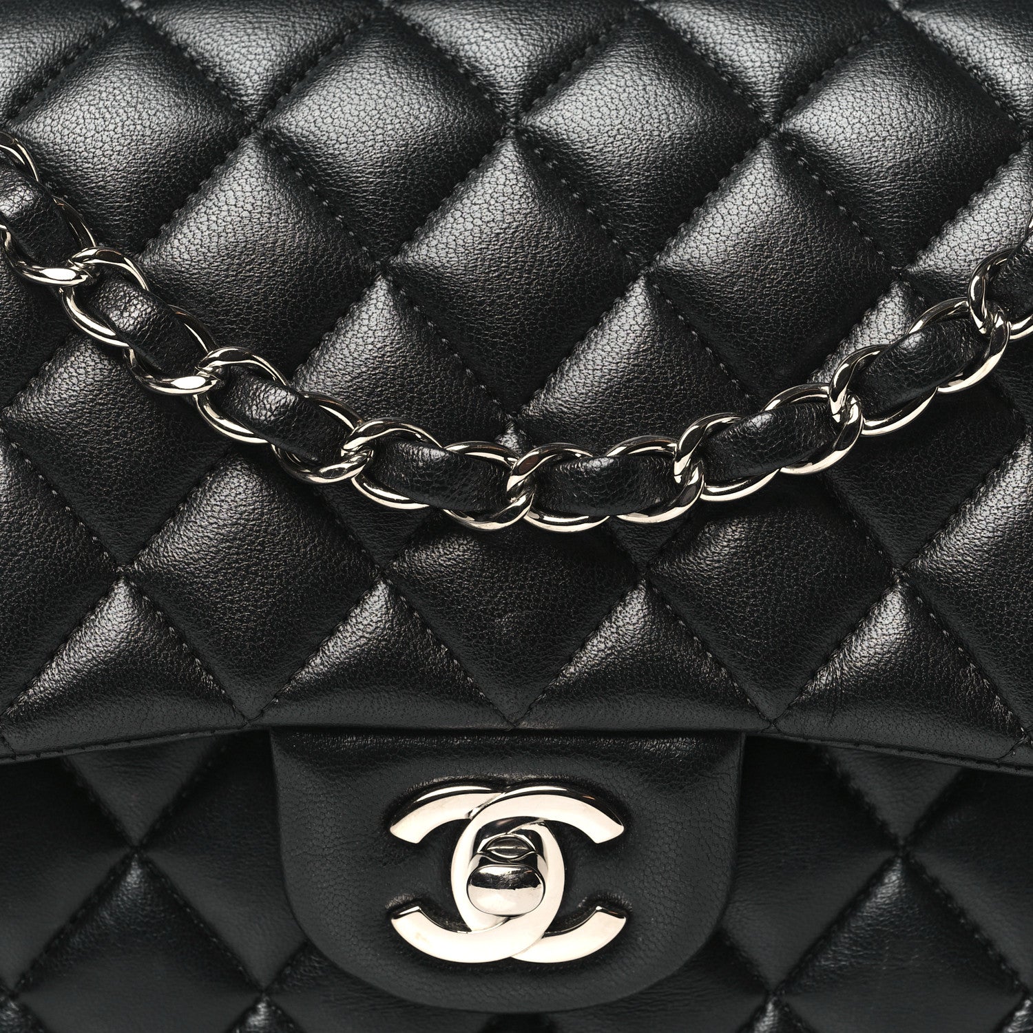 Chanel Lambskin Quilted Medium Double Flap Black 8 of 10