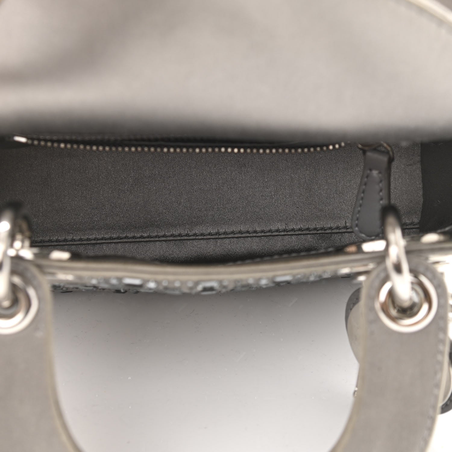 Christian Dior Satin Crystal Cannage Mini Lady Dior Gray 5 of 15