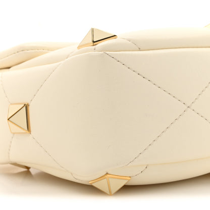 Valentino Garavani Nappa Enamel Medium Roman Stud Shoulder Bag Bag Ivory 9 of 9