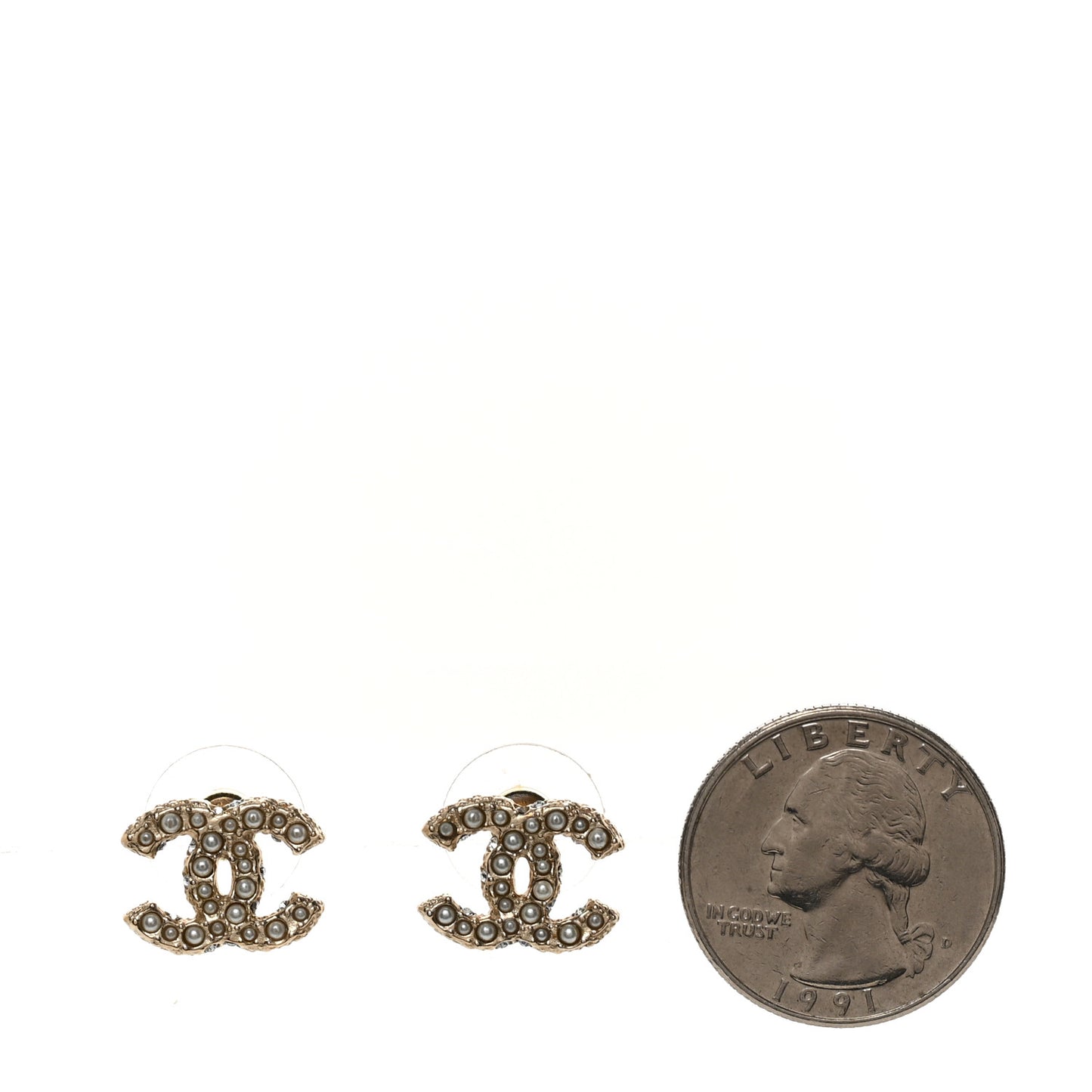 Metal Graduated Pearl Crystal CC Earrings Light Gold