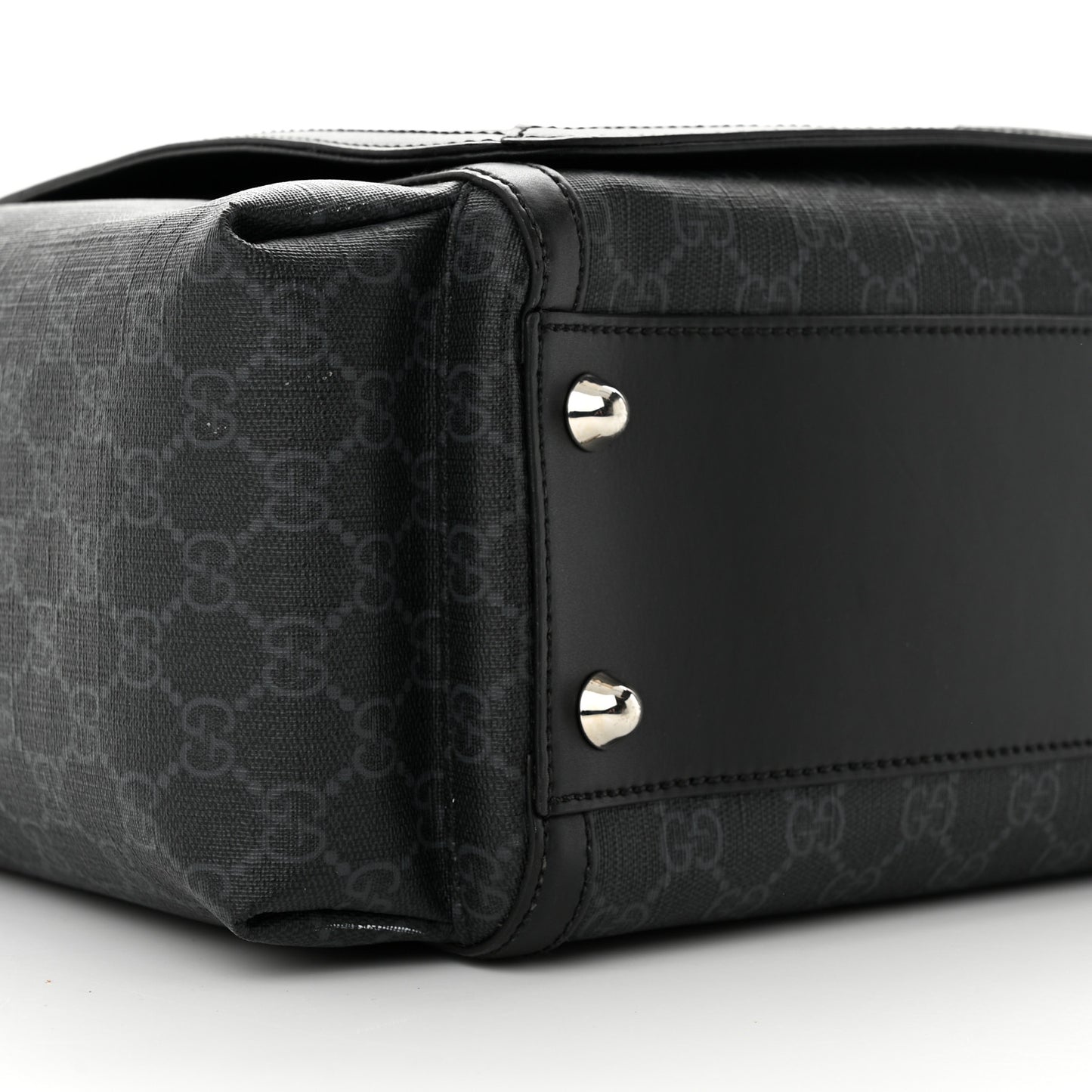 GG Supreme Monogram Web Messenger Diaper Bag Black Grey