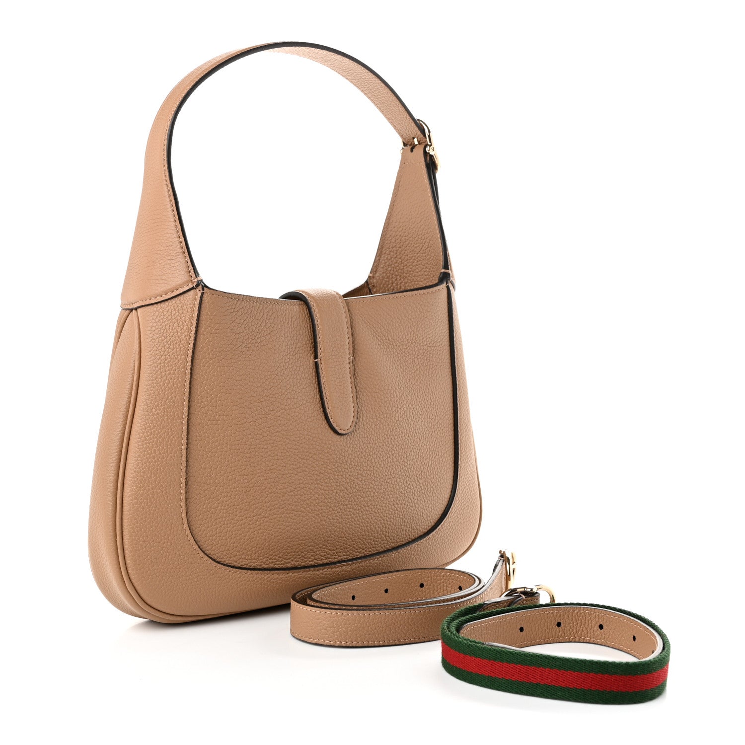 Gucci Grained Calfskin Web Medium Jackie 1961 Hobo Taupe 3 of 10
