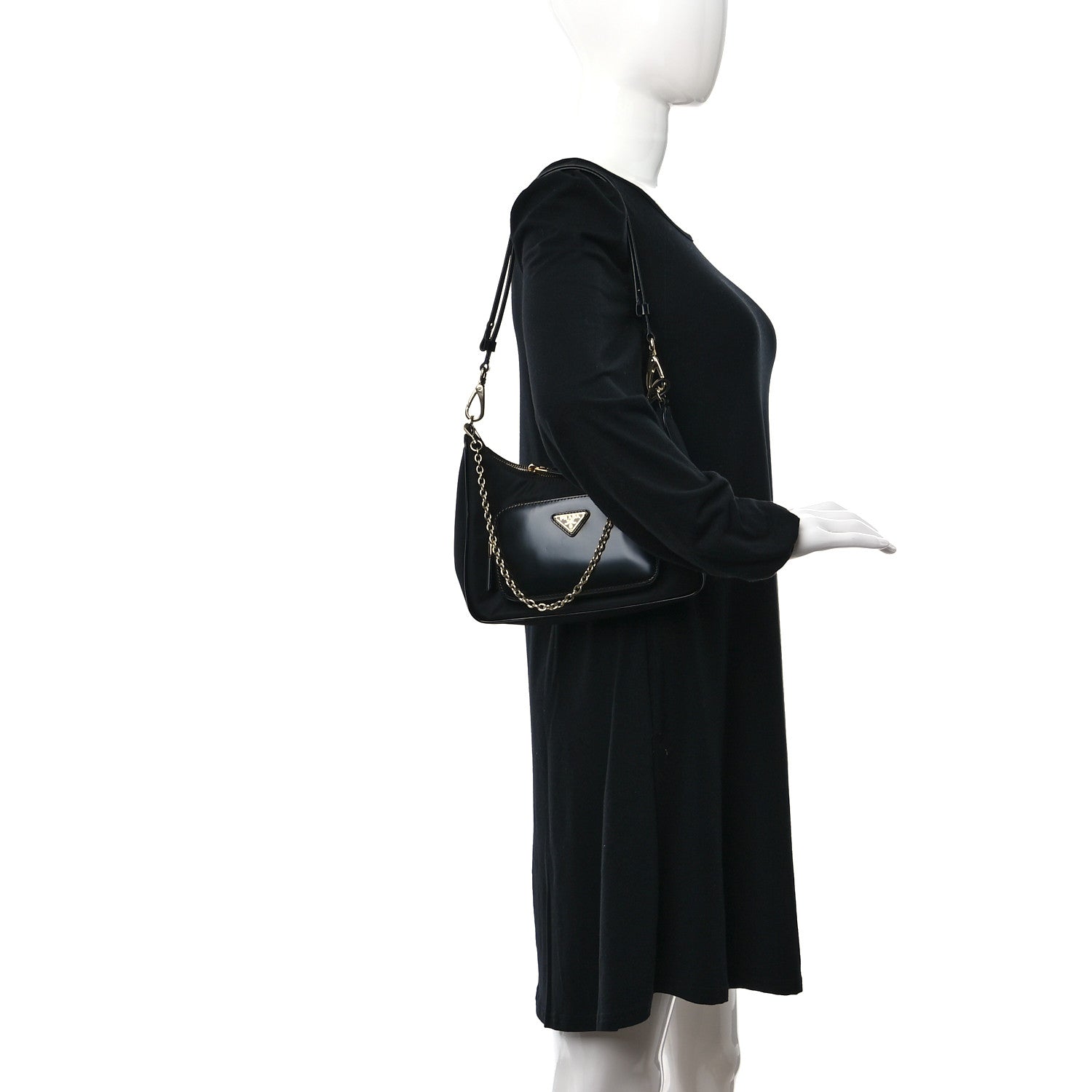 Prada Re-Nylon Spazzolato Mini Pouch Pocket Shoulder Bag Black 2 of 8