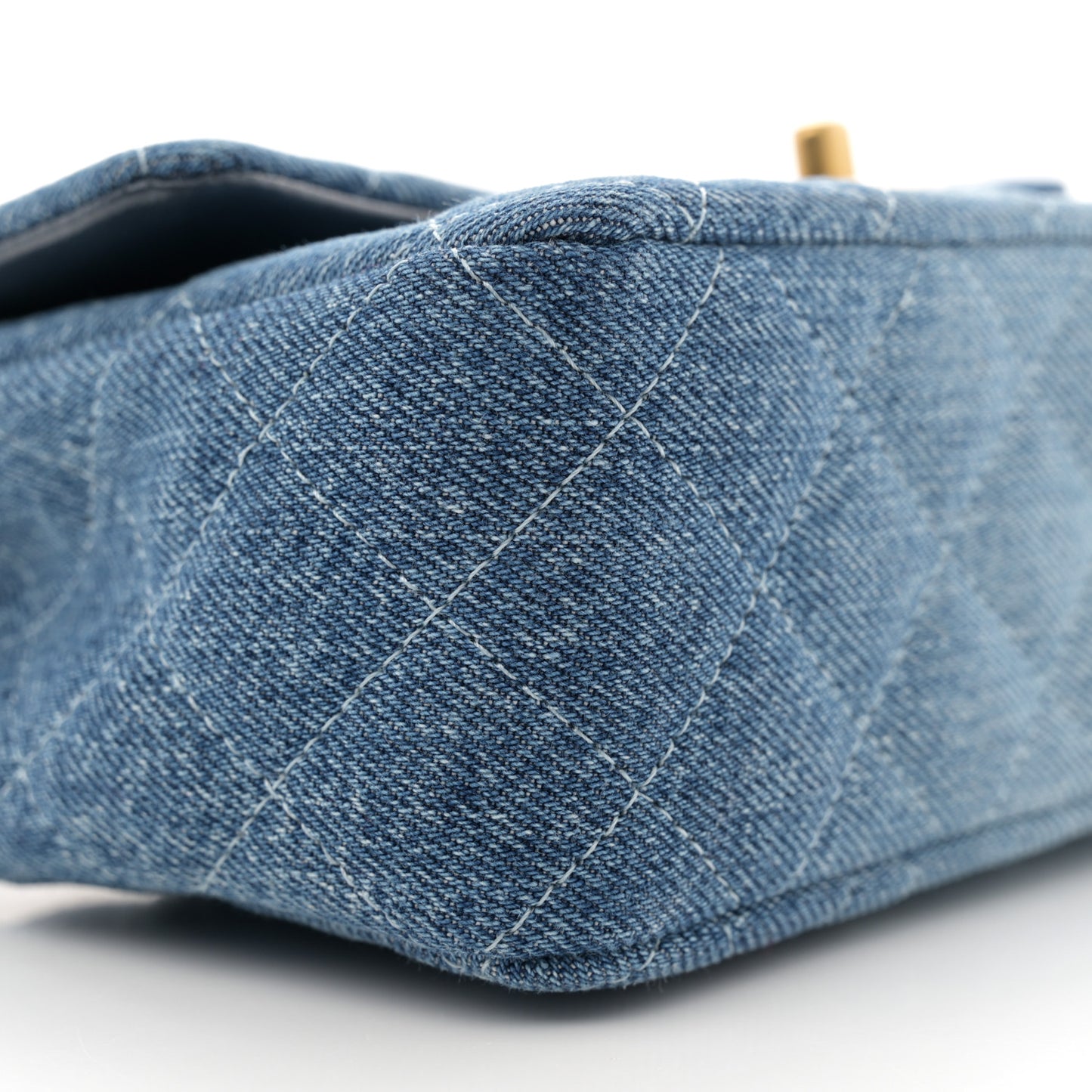 Washed Denim Quilted Mini Rectangular Flap Blue