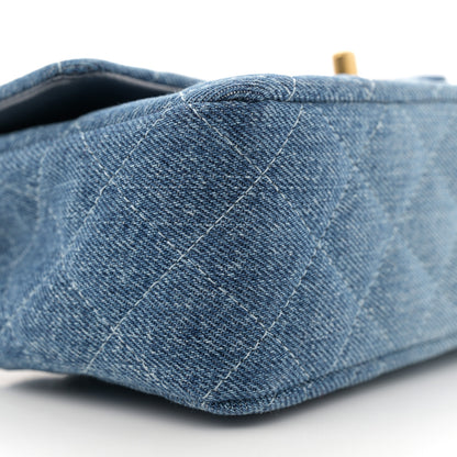 Chanel Washed Denim Quilted Mini Rectangular Flap Blue 9 of 12