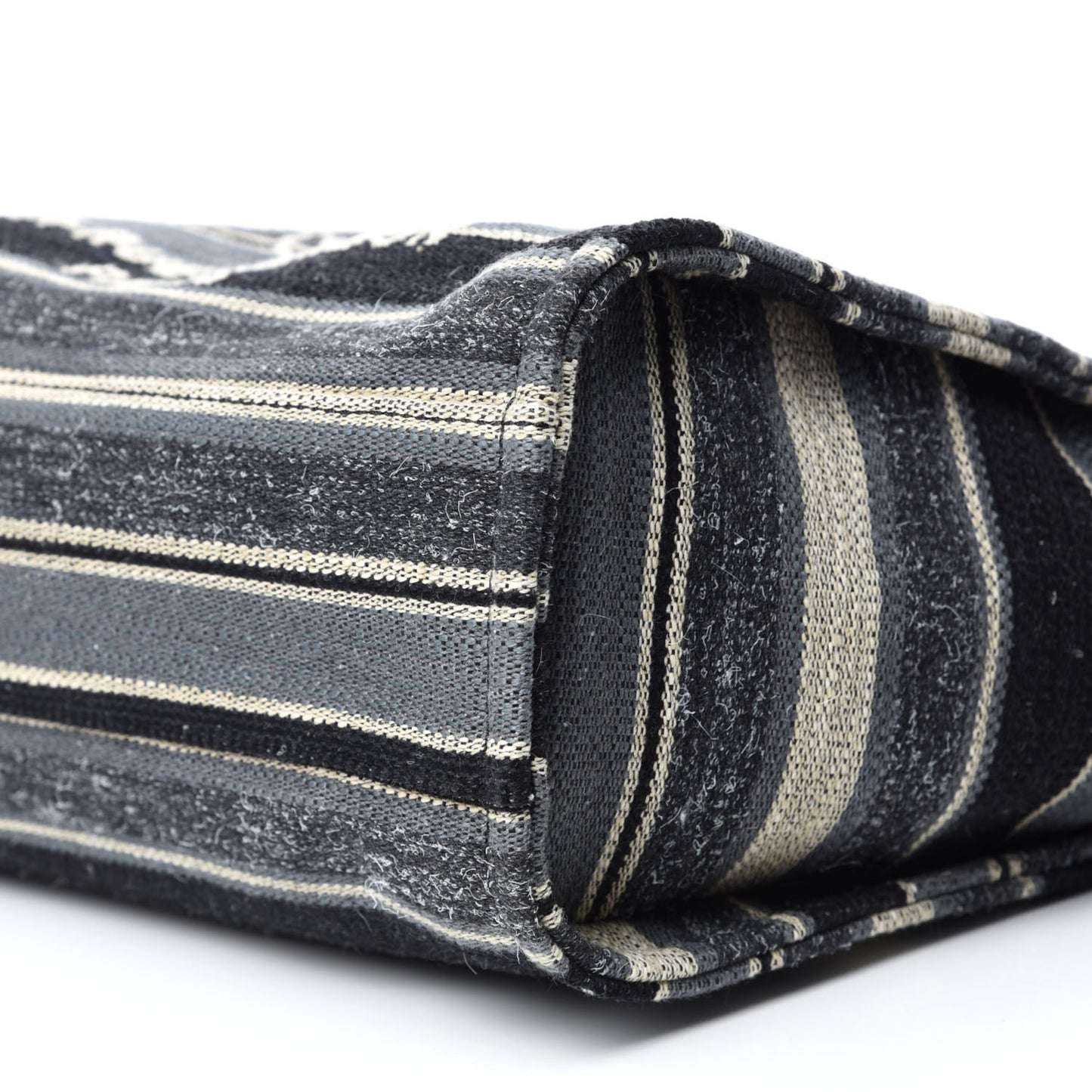 Striped Canvas Small Deauville Tote Dark Grey