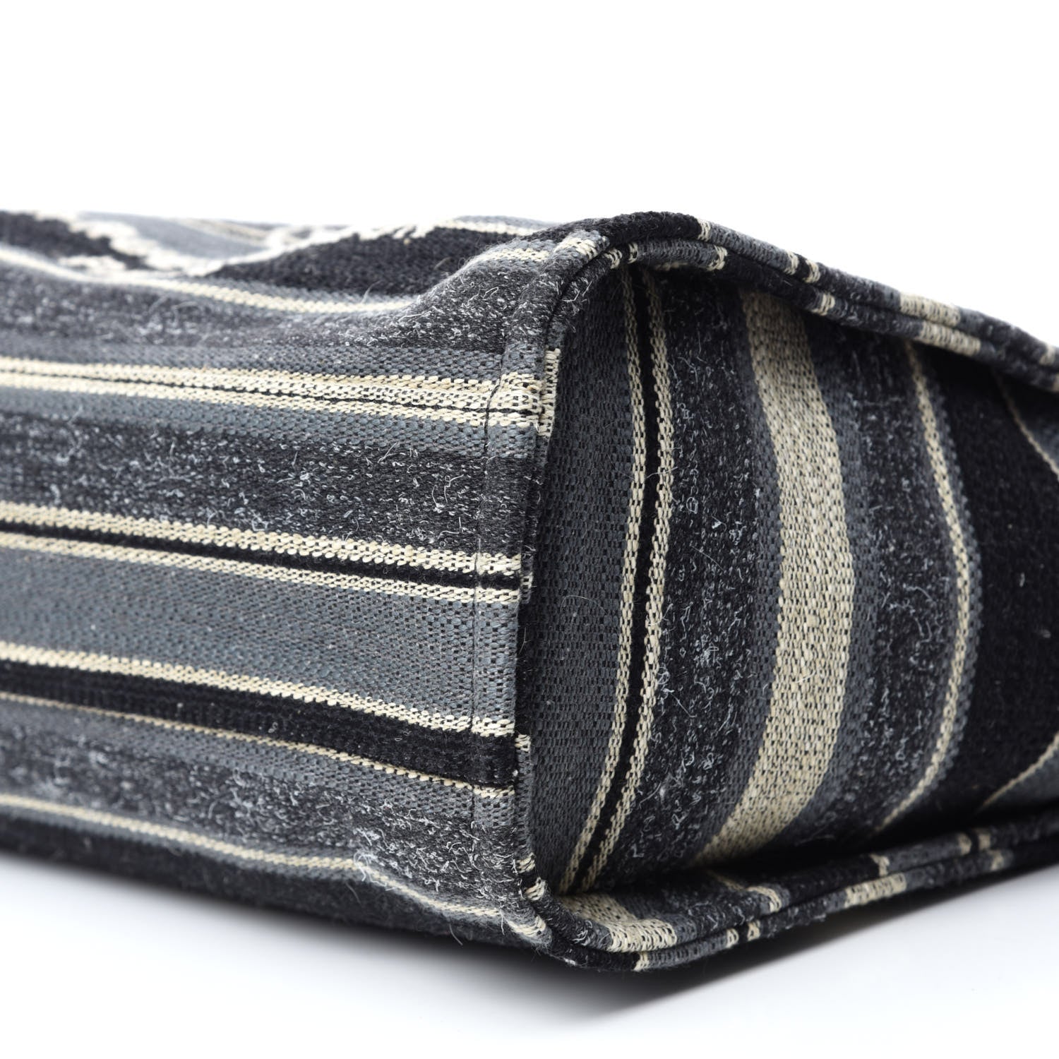 Chanel Striped Canvas Small Deauville Tote Dark Grey 7 of 10