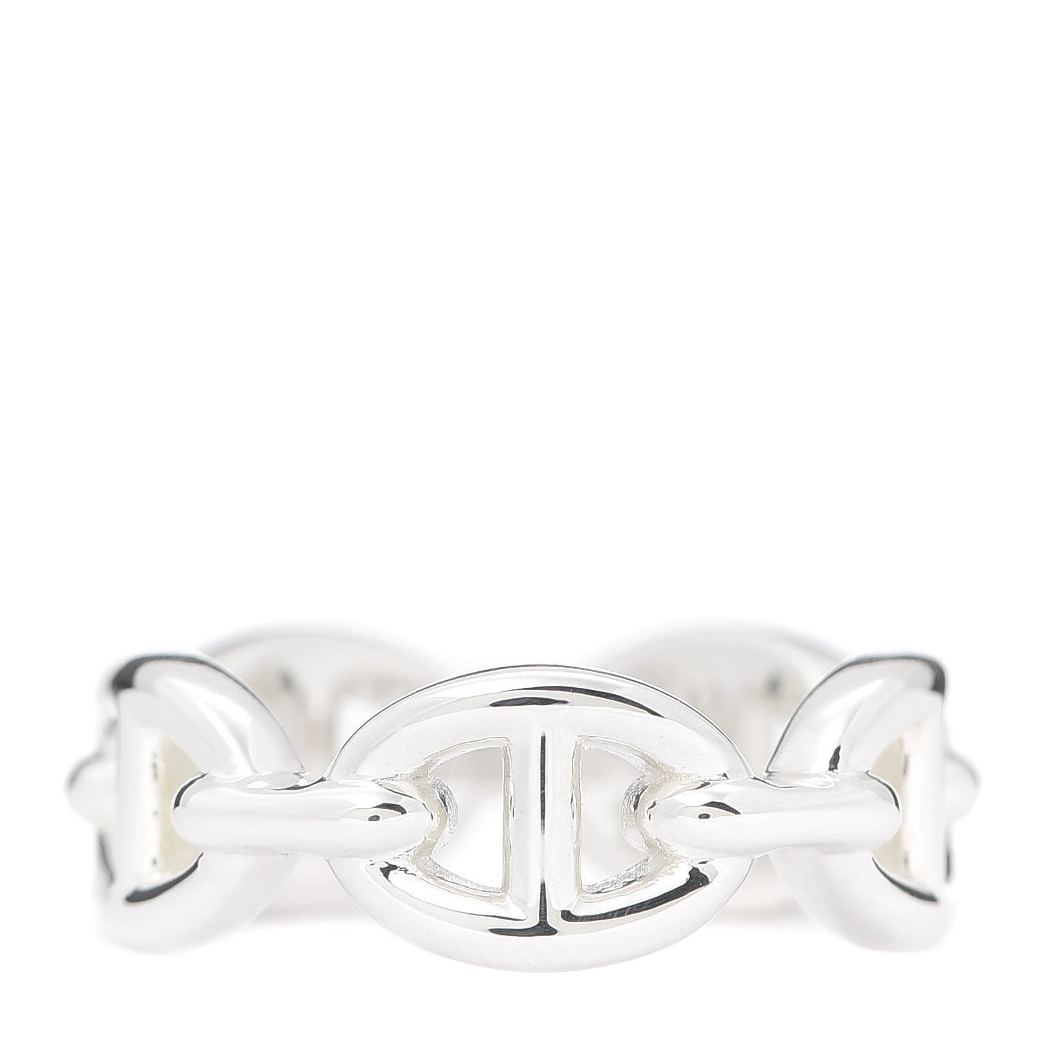 Hermes Sterling Silver PM Chaine d'Ancre Enchainee Band Ring 52 6 1 of 9